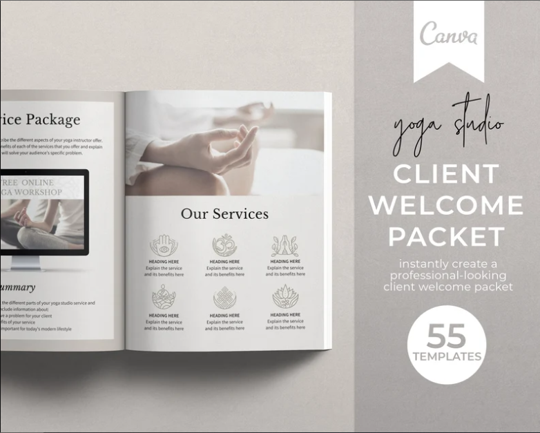 Yoga Client Welcome Packet Canva Templates